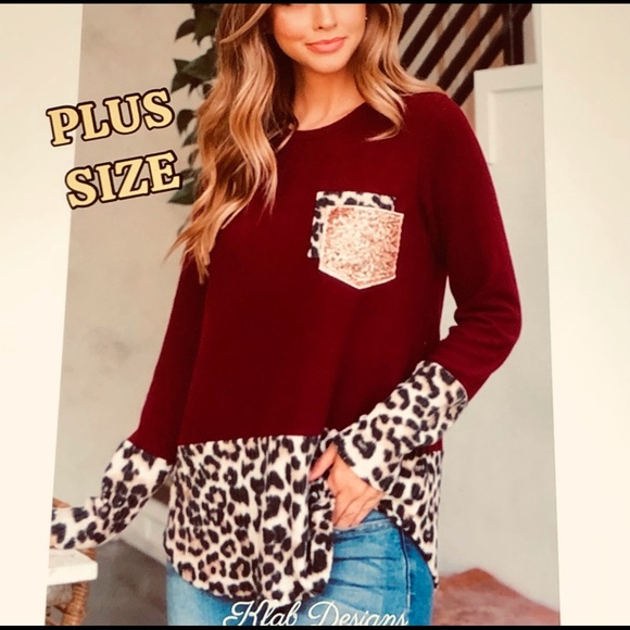 Tops - NWOT top, sequin Pocket. Long sleeve, very soft, sizes 1X and 2X available.